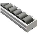 MODULAR SOLUTION ROLLER TRACK<BR>60MM WIDE ROLLER TRACK, ALUMINUM FRAME, BLACK ROLLERS, 1 METER